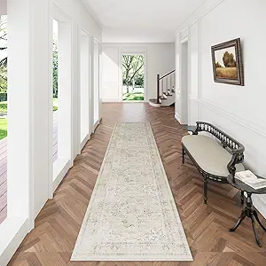 Runners for Hallways Kitchen Runner Rugs: 2'x 10' Washable Runner Rug Boho Non Slip Long Floor Rug with Rubber Backing Faux Wool Vintage Carpet Runners for Entryway Indoor Bedroom Foyer Living Room