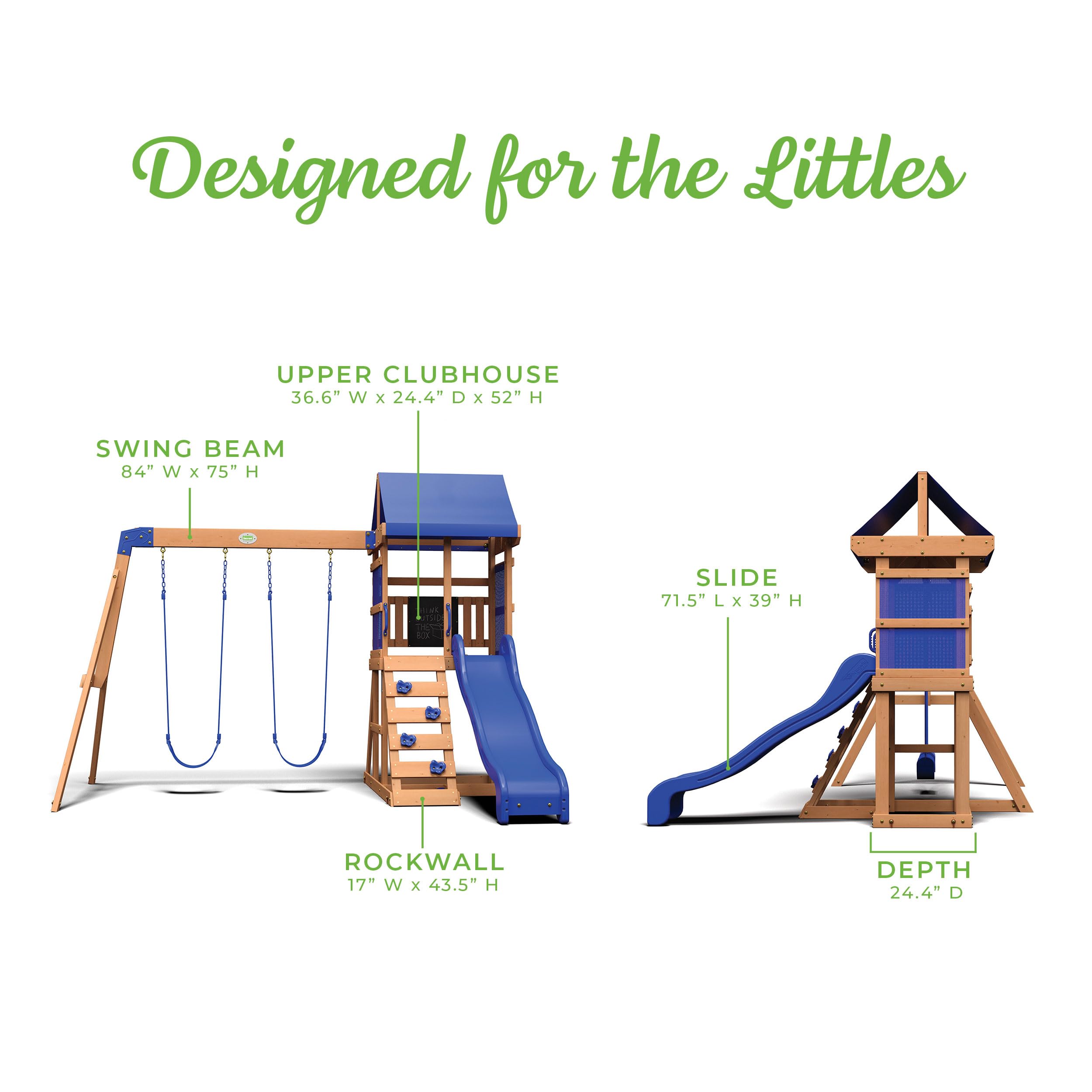 Backyard Discovery Spielturm Aurora aus Holz | XXL Spielhaus für Kinder mit Rutsche, Schaukeln und Kletterleiter | Stelzenhaus für den Garten