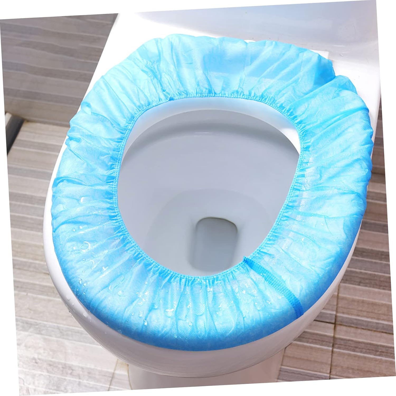 Outdoor Disposable Toilet Seat Covers 50pcs Non-Woven Thickened Mat Soft Round for Adults Boys and Girls Travel Home Use Blue