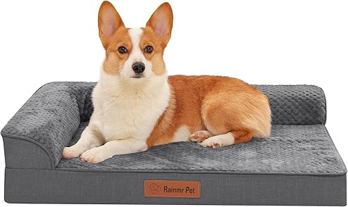 Cama ortopédica para perros de tamaño mediano, cama de espuma viscoelástica para perros medianos, funda extraíble lavable, parte inferior Microsuede
