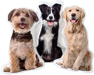 YMGifts Custom Pet Photo Pillow - Personalized Memorial Throw Pillow for Dogs, Shaped Like Your Pet (20", Colorful)