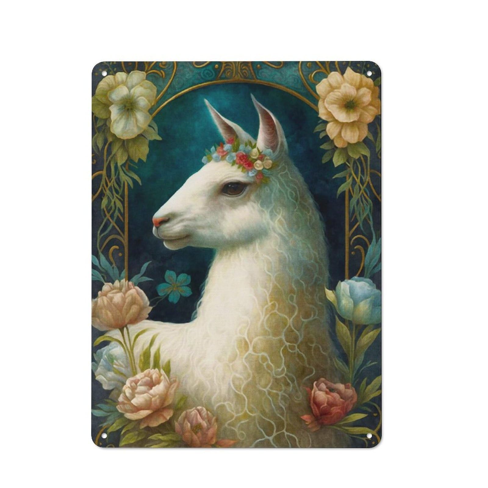 Junmoney The Llama Retro Metal Plaque 40X30cm Featuring For Garage Wall, A Winter Wall Decor Update For Workshop Decor Fans
