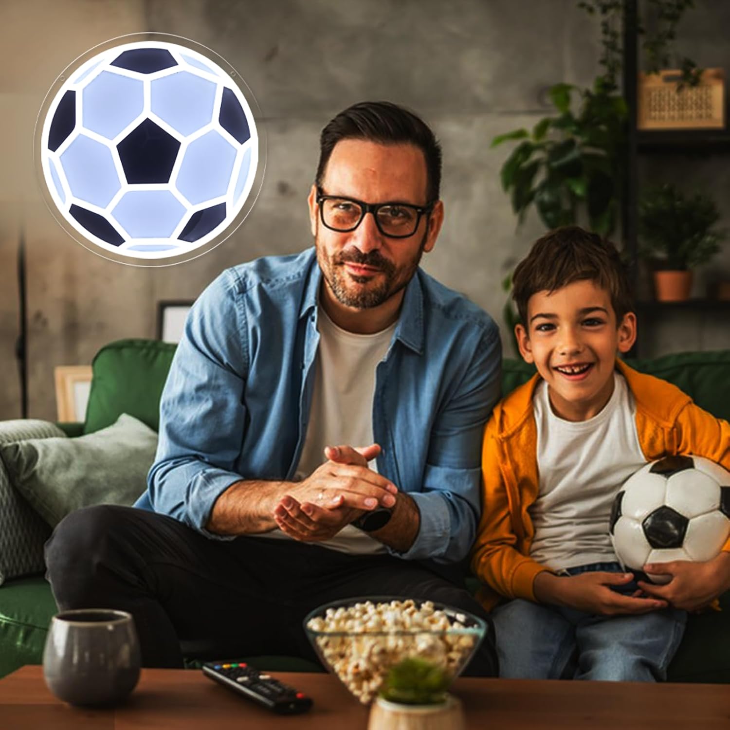 soccer Neon Sign, Dimmable Football LED Neon Light, a Must-Have for Football Fans, Sports-Themed Neon Light, Ideal for Decoration in Kids' Rooms, Teen Bedrooms, Family Bedrooms, Game Rooms, College Dorms, Clubs and Birthday Parties