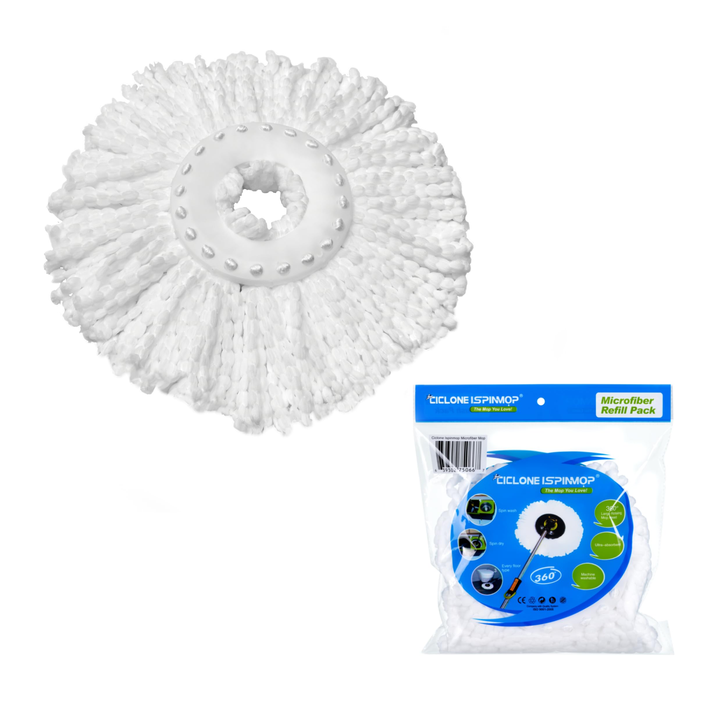 Spin Mop Replacement Head - Spin Mop Refill Microfiber - Spin Mop Head for Spin Mop - Ciclone Ispinmop 360 Mop Head Refill - Spin Mop Head Replacement - Spin Mop Replacement Mop