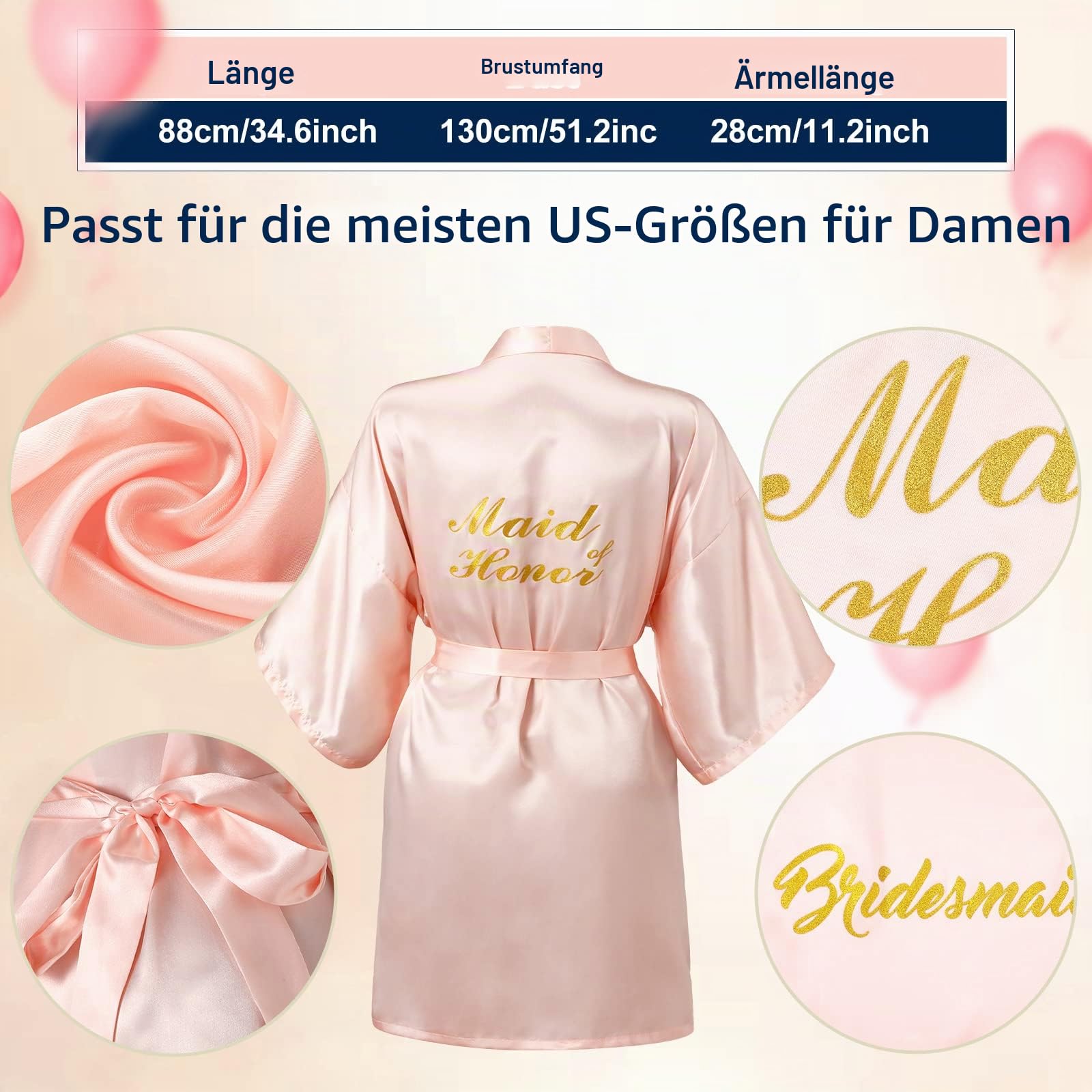 Janmercy 6 x Brautjungfern-Bademäntel für Hochzeit, Brautmantel, Matrone, Trauzeugin, Hochzeit, für Brautparty-Geschenke