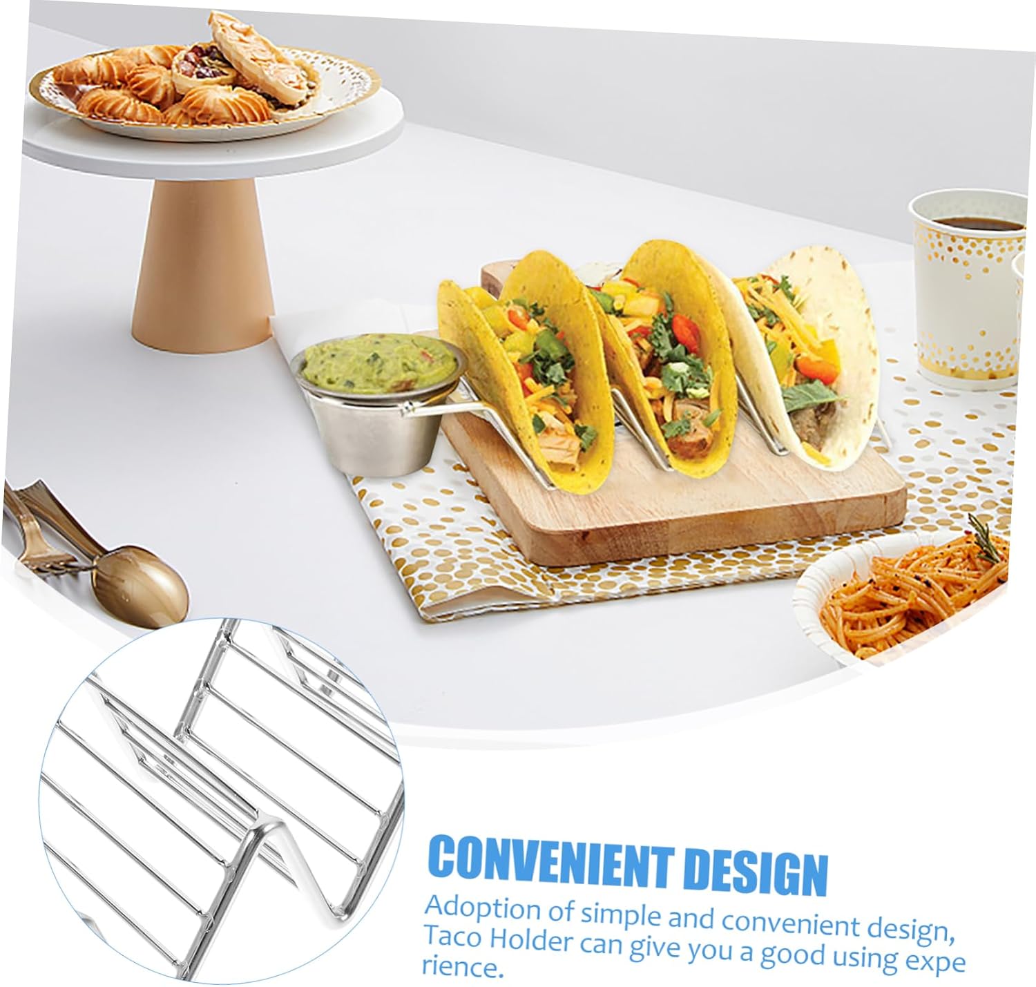 Taco Accessories Wave Shaped Pancake Holder Stainless Steel Dipping Sauce Cups Household