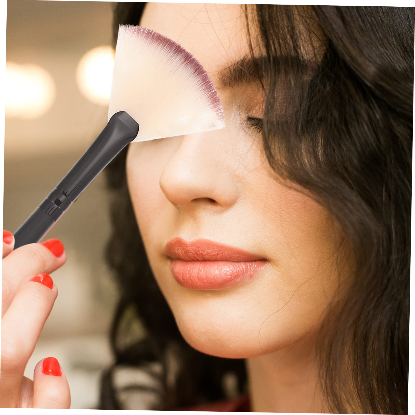 PLAFOPE Set Di 3 Pennelli Per Il Trucco A Forma Di Ventaglio Kit Di Pennelli Per Il Trucco Di Bellezza Strumento Di Bellezza Per Il Viso Pennello Applicatore Per - Durata Per 12 Pezzi * 3