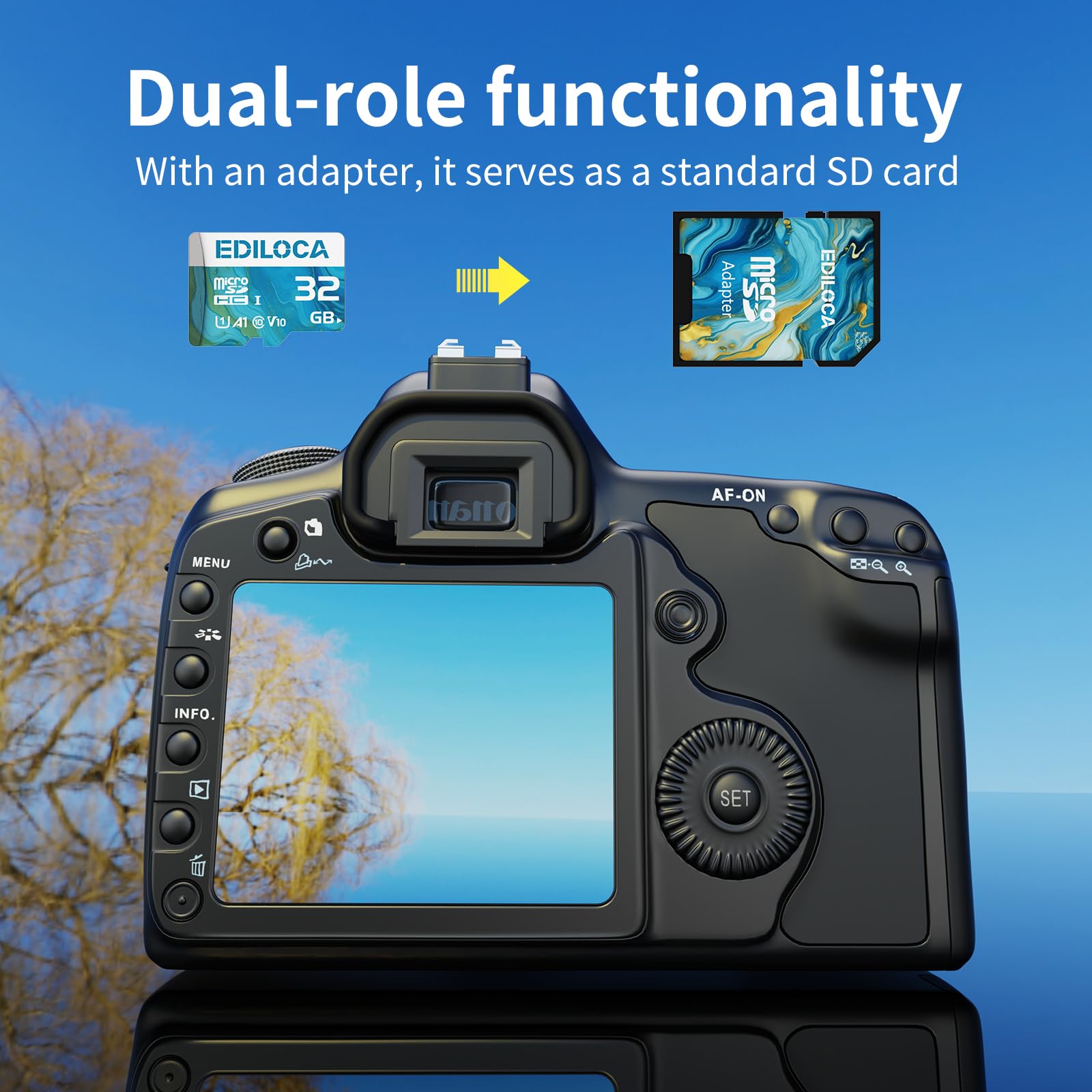Ediloca 32GB Micro SD Card, Memory Card with SD Adapter, Read Speed up to 90MB/s, UHS-I TF Card for Full HD Video Recording, Compatible with Smartphone, Dash Cam, Camera and Drones, C10, U1,V10, A1