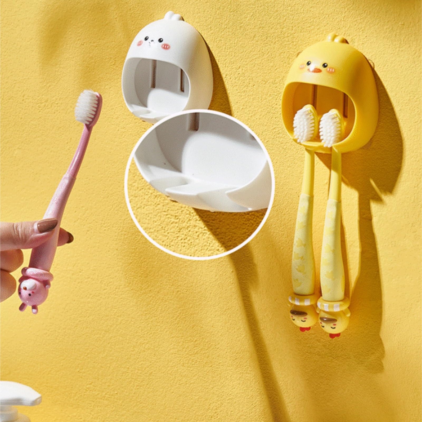 Bagno Porta Portaspazzolino da Parete, Senza Bisogno di Forare, Portaoggetti Bagno Spazzolino Accessori(White)