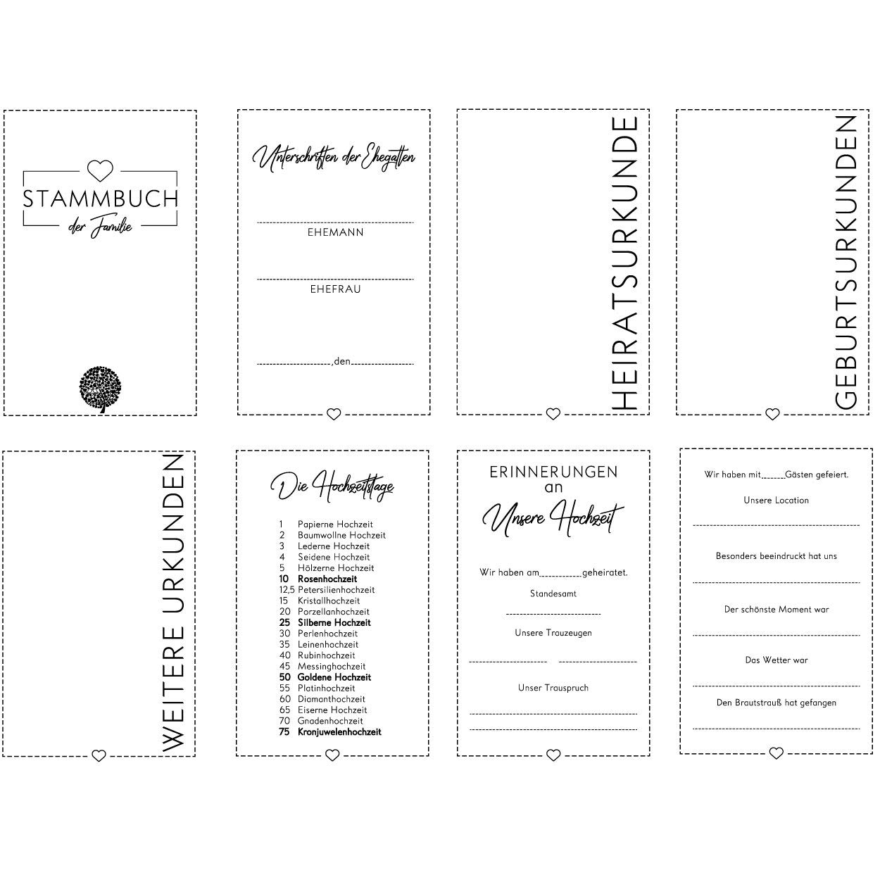 Hochzeitideal Stammbuch 'Serie 311' A5 Creme | Handgefertigt aus Buchbinderleinen 23x19,5 cm | 4-Ring-Mechanik mit 3 Klarsichthüllen | personalisierbar | inkl. Einleger & Erinnerungsseiten