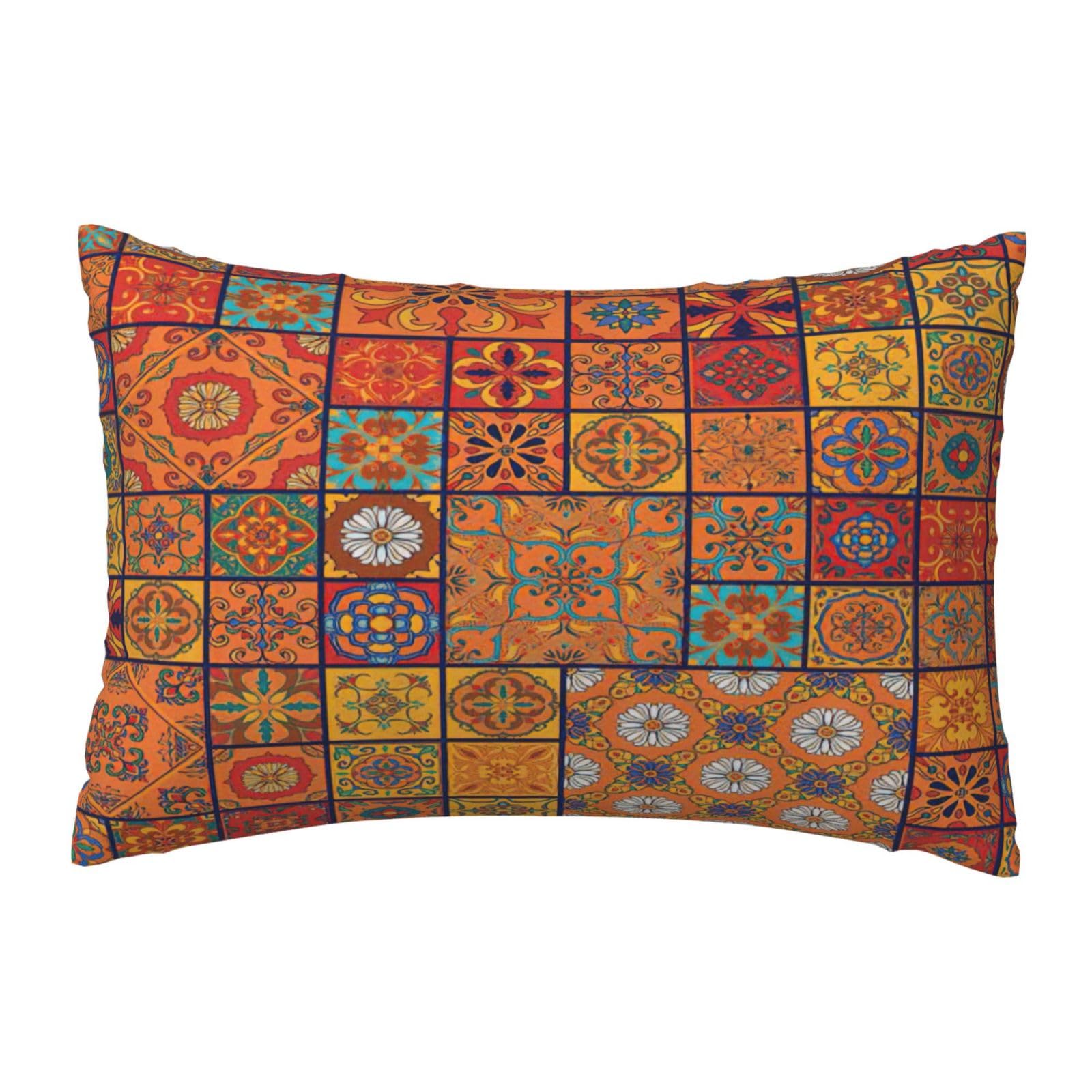 Trendy Soft Group Of Moroccan Geometric Print Pillowcase 30 X 45 Cm,Throw Cushion Cover With Hidden Zipper