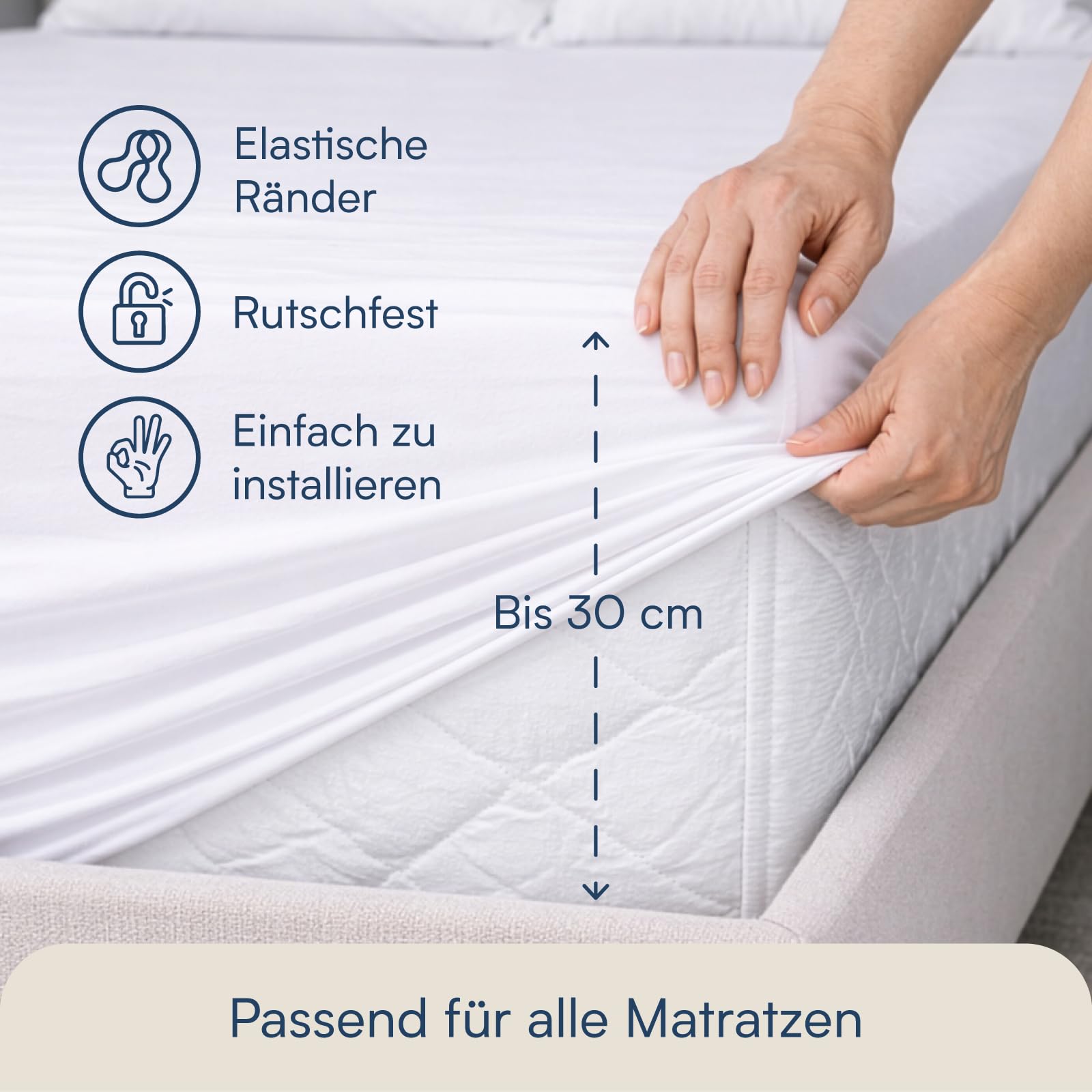 SLEEPZEN Matratzenschoner verstellbares Doppelbett 2x80x200 cm – wasserdicht, atmungsaktiv, geräuschlos – 100% Baumwolle – Sanitized® Milbenschutz – Oeko-Tex® – Made in Portugal