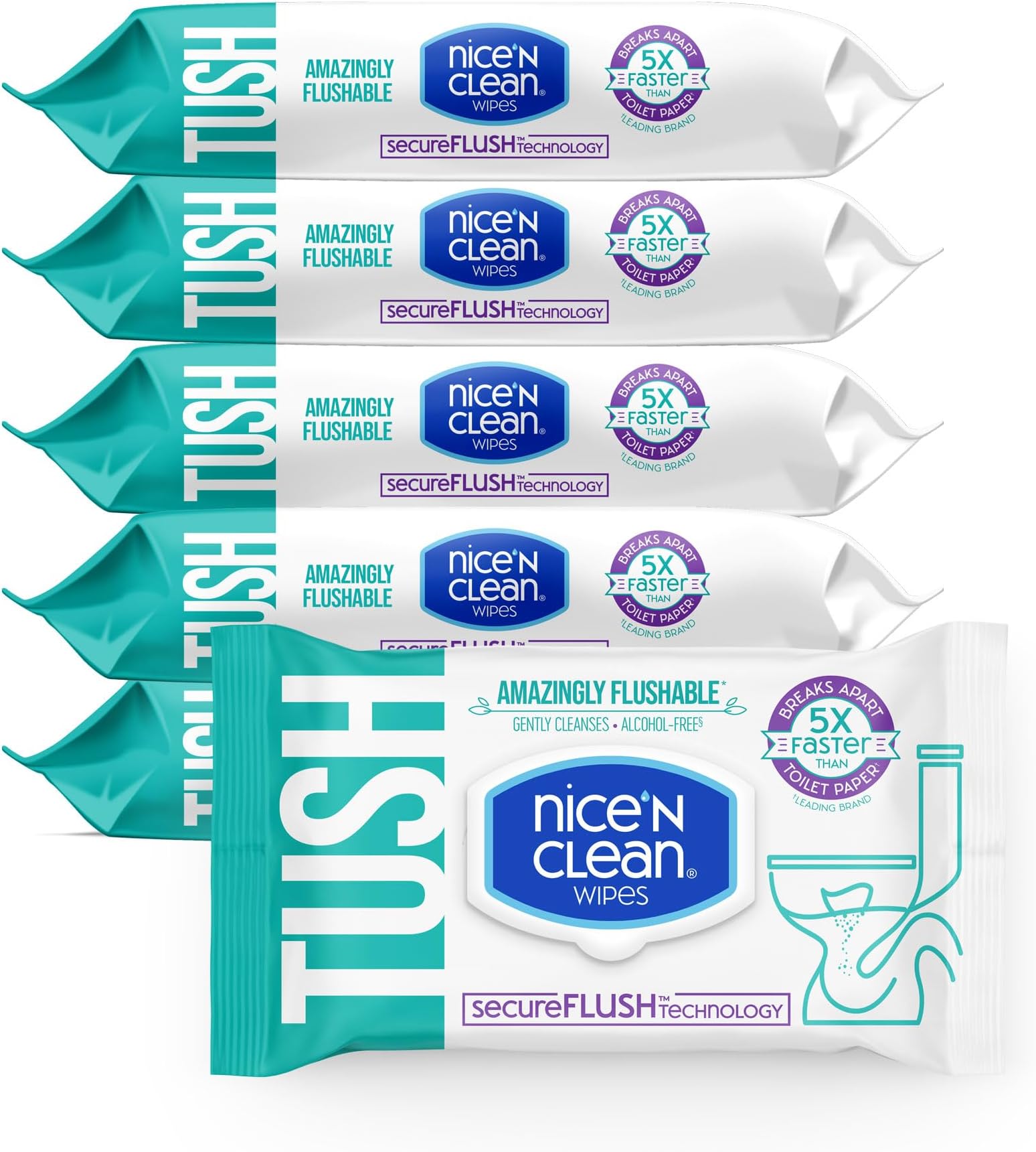 Amazon.com: Nice 'N Clean SecureFLUSH Flushable Wet Wipes (42 Count - 6 ...