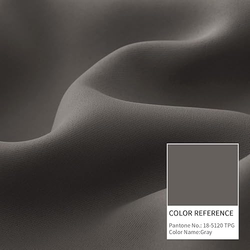 Miniatura 4 de BGment Cortinas opacas para dormitorio de 63 pulgadas, bolsillo para barra y pestaña trasera, aislamiento térmico gris, cortinas de oscurecimiento