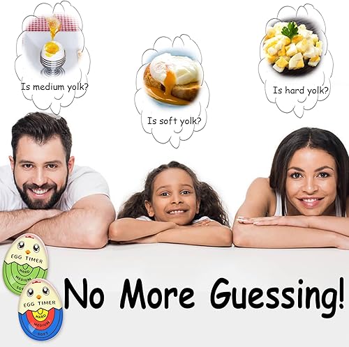 Miniatura 2 de Lasubst Temporizador de huevos que va en agua para huevos duros duros suaves y medianos, 1 color 1 verde