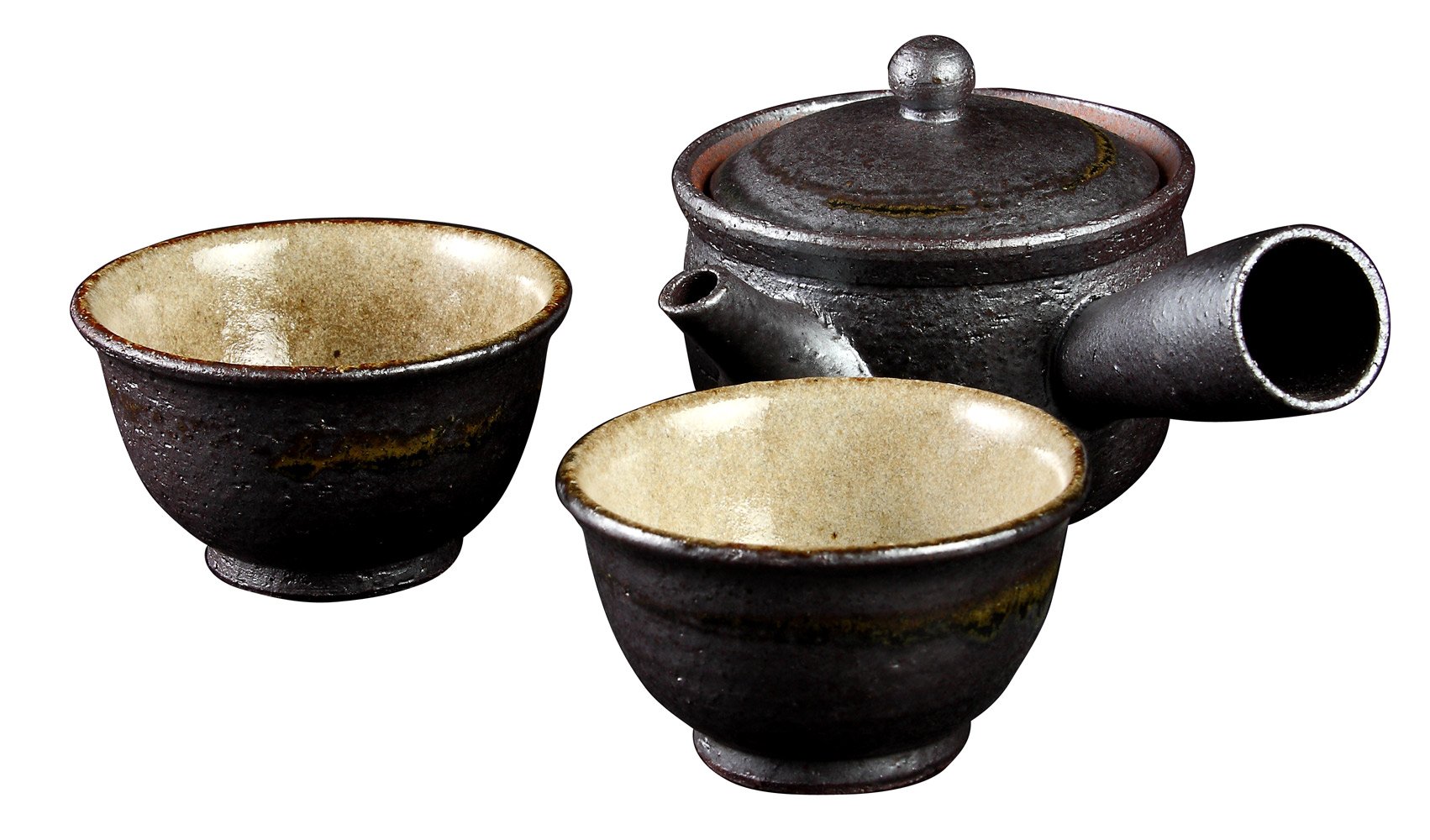 Amazon.co.jp: ヤマ庄陶器 信楽焼 Sumi‐iro ふたり茶器 Sum-3