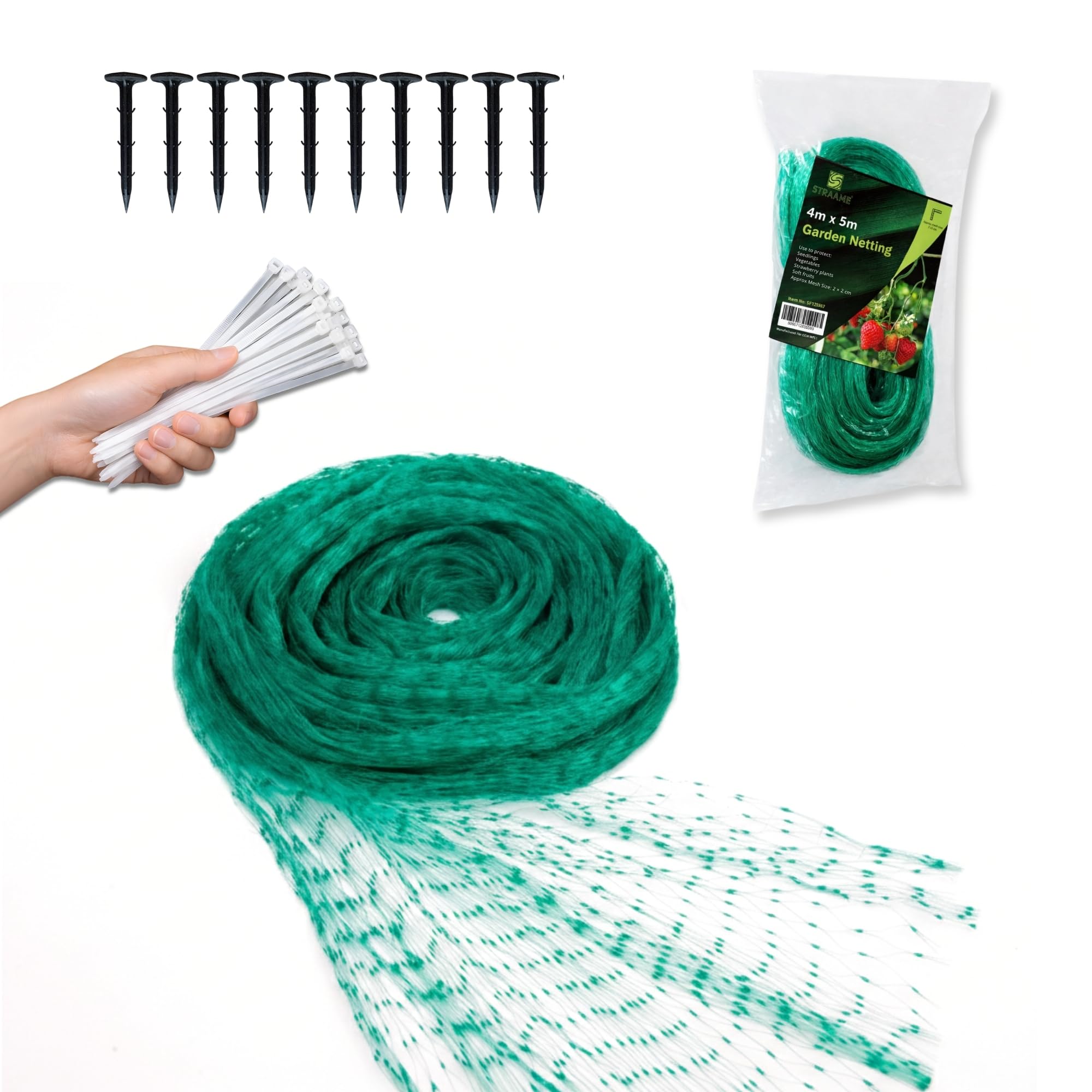 Straame Garden Netting, Plant, Seeds, Fruit and Ponds Protection, Anti Bird Protection Net, Versatile Fine Mesh for Outdoor Plants and Grass Seeding, Wildlife Friendly Net (1, 4m x 5m)