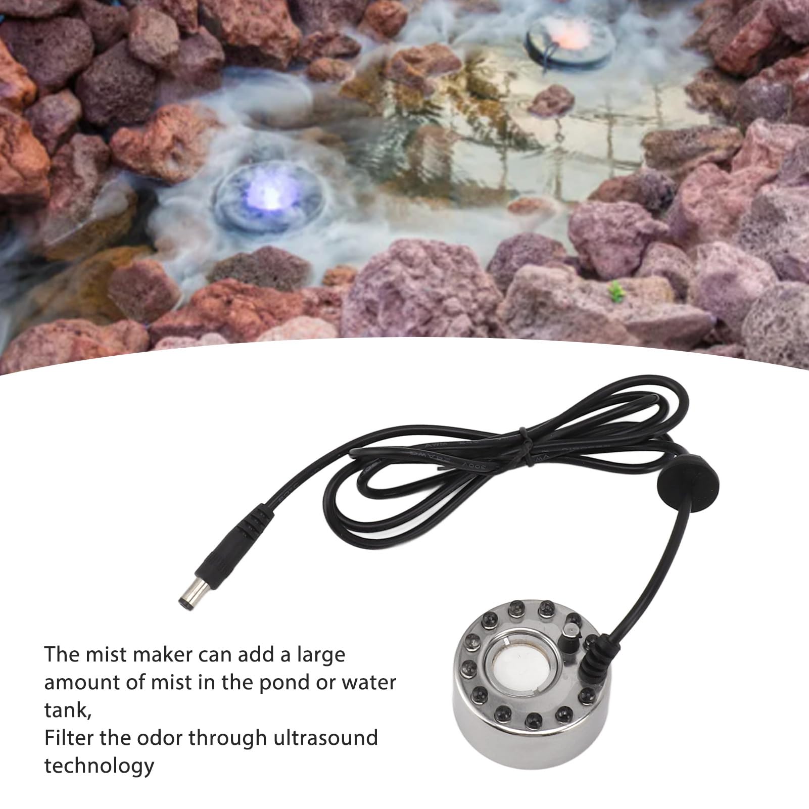 LED Mist Maker Fogger Water Fountain Pond Fog Atomizer Humidifier Landscaping Tool for Indoor Outdoor Decor