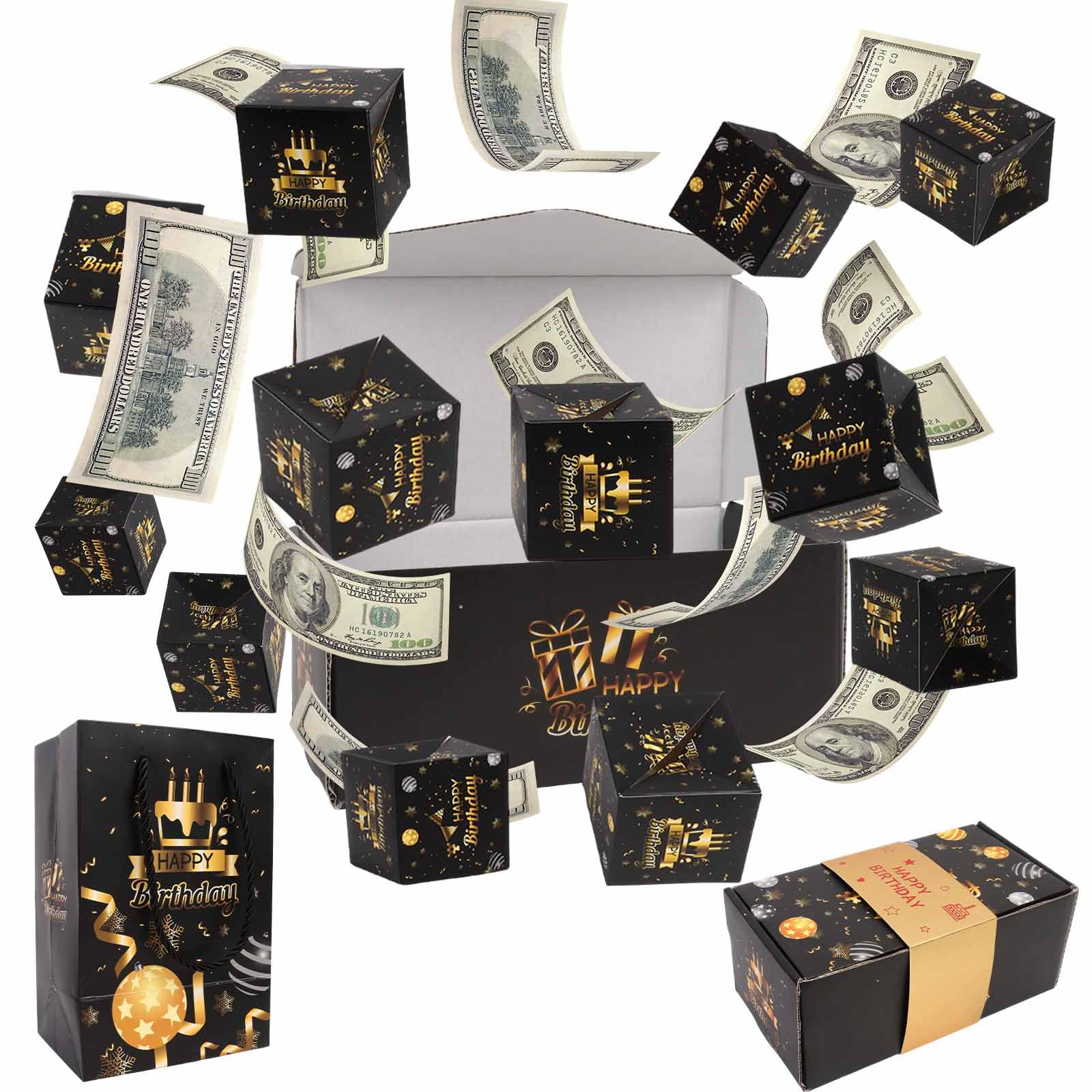 Surprise Money Gift Box Explosion Birthday, Black Birthday Surprise Bouncy Box, Birthday Money Box for Kids Girls Boys Men Women