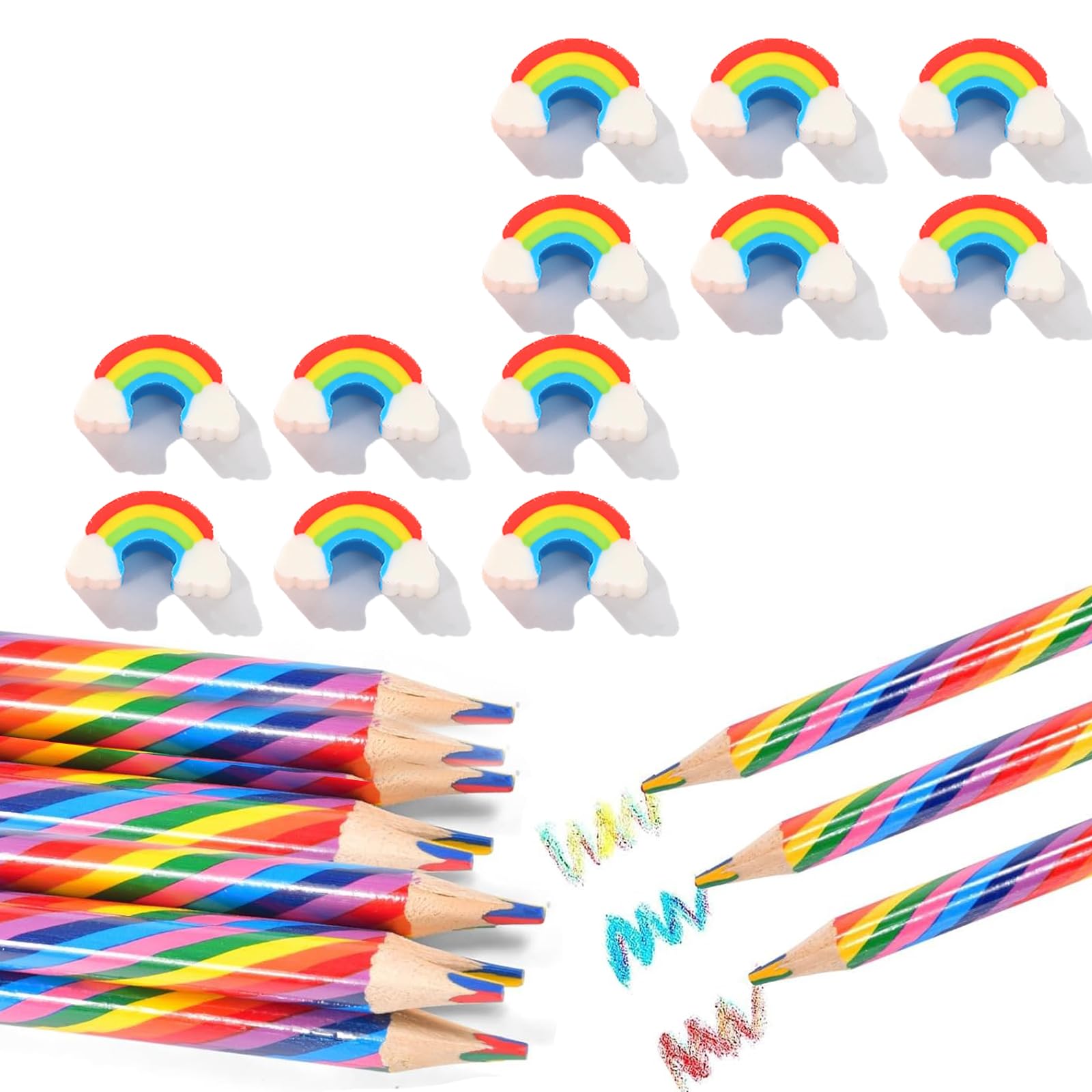 1-12 pezzi creativi 7 mate arcobaleno a colori fornure artistiche per disegnare colorare schizzi mate multicolori in legno stazionarie  21