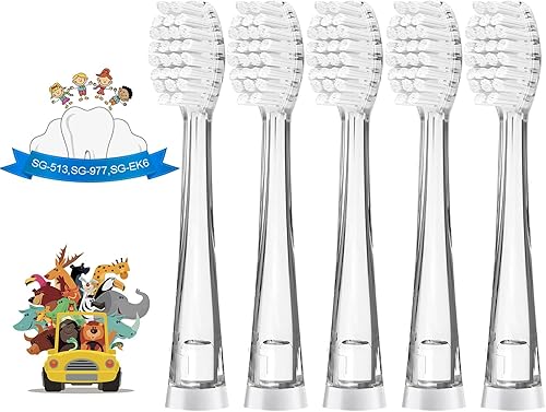 TEETECK Paquete de 5 cabezales de repuesto para cepillos de dientes para niños compatibles con SEAGO- 513977EK6, compatibles con Brush-Baby