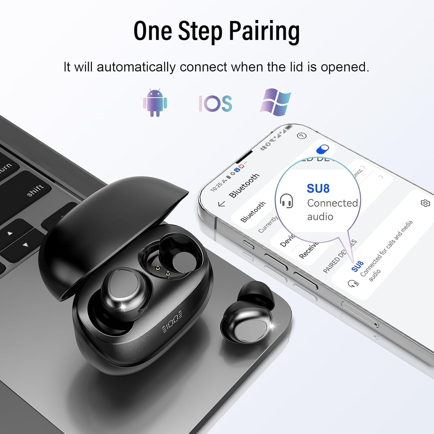 Auriculares Bluetooth, 2026 Mini In Ear Auriculares Inalámbricos Bluetooth 5.4 HiFi Sonido inmersivo, 47 horas de tiempo de reproducción, auriculares para dormir con enmascaramiento de ruido