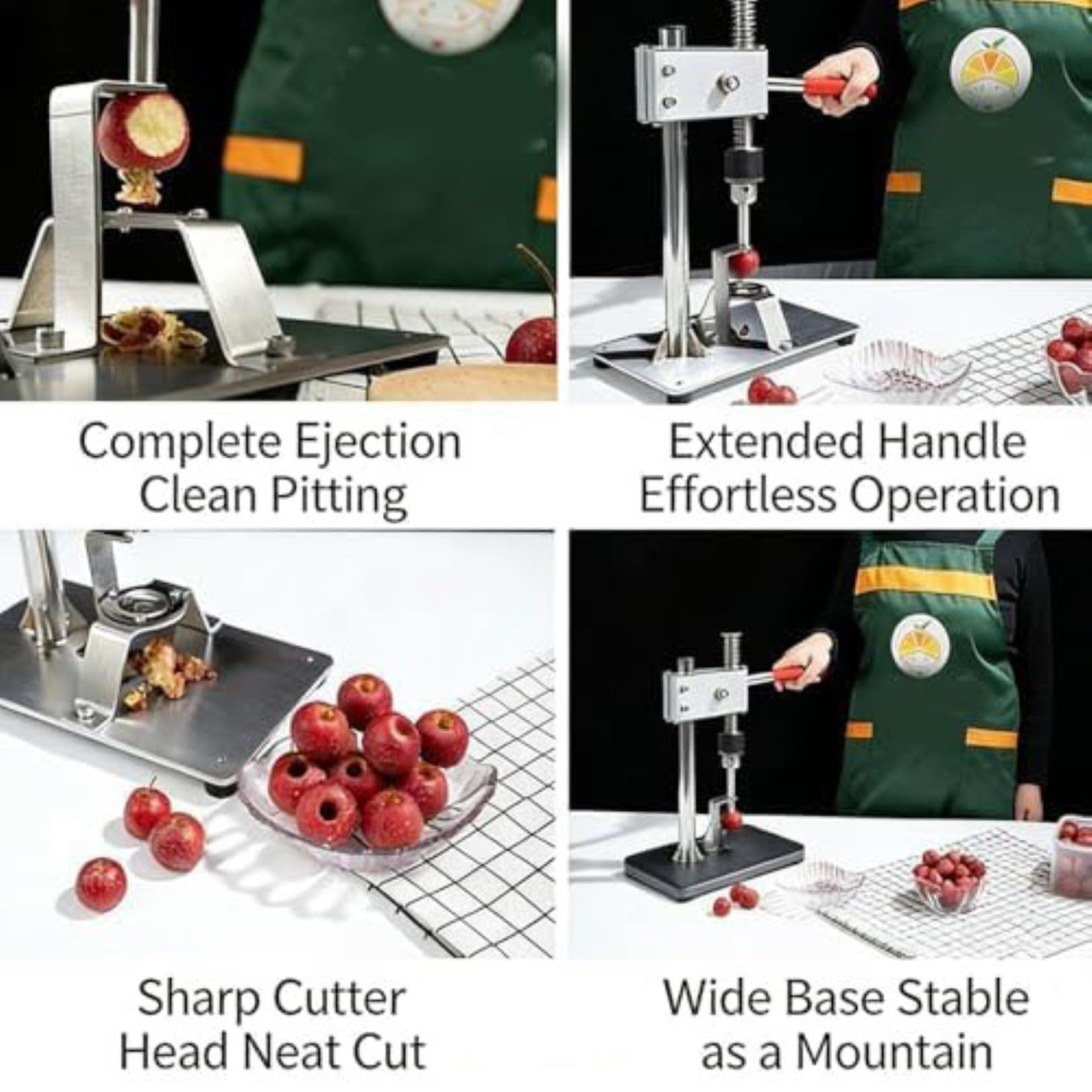 Herramienta de descorazonador de espino, descorazonador de frutas de acero inoxidable resistente con cuchillas reemplazables, mango antideslizante, utensilio de cocina fácil para un descorazonado