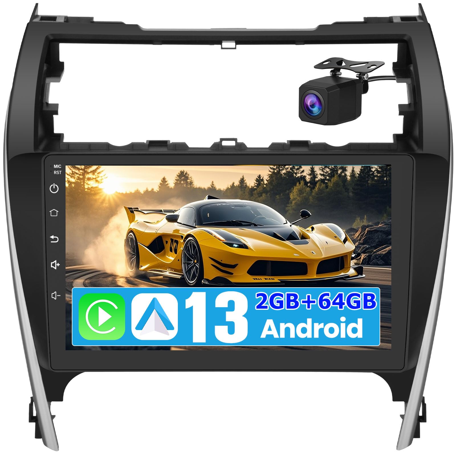 Android 13 Car Radio for Toyota Camry 2012 2013 2014, 10 Inch Touch Screen with GPS/FM/AM/Wireless Upgrade/SWC/EQ/Rear Camera/Mirror Link/Wireless