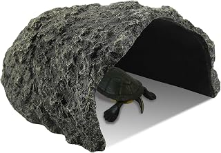 IBWell 9.1" Resin Reptile Hideout - Durable Tortoise Cave, Bearded Dragon Hide, Snake Rock Shelter for Basking & Aquarium Use