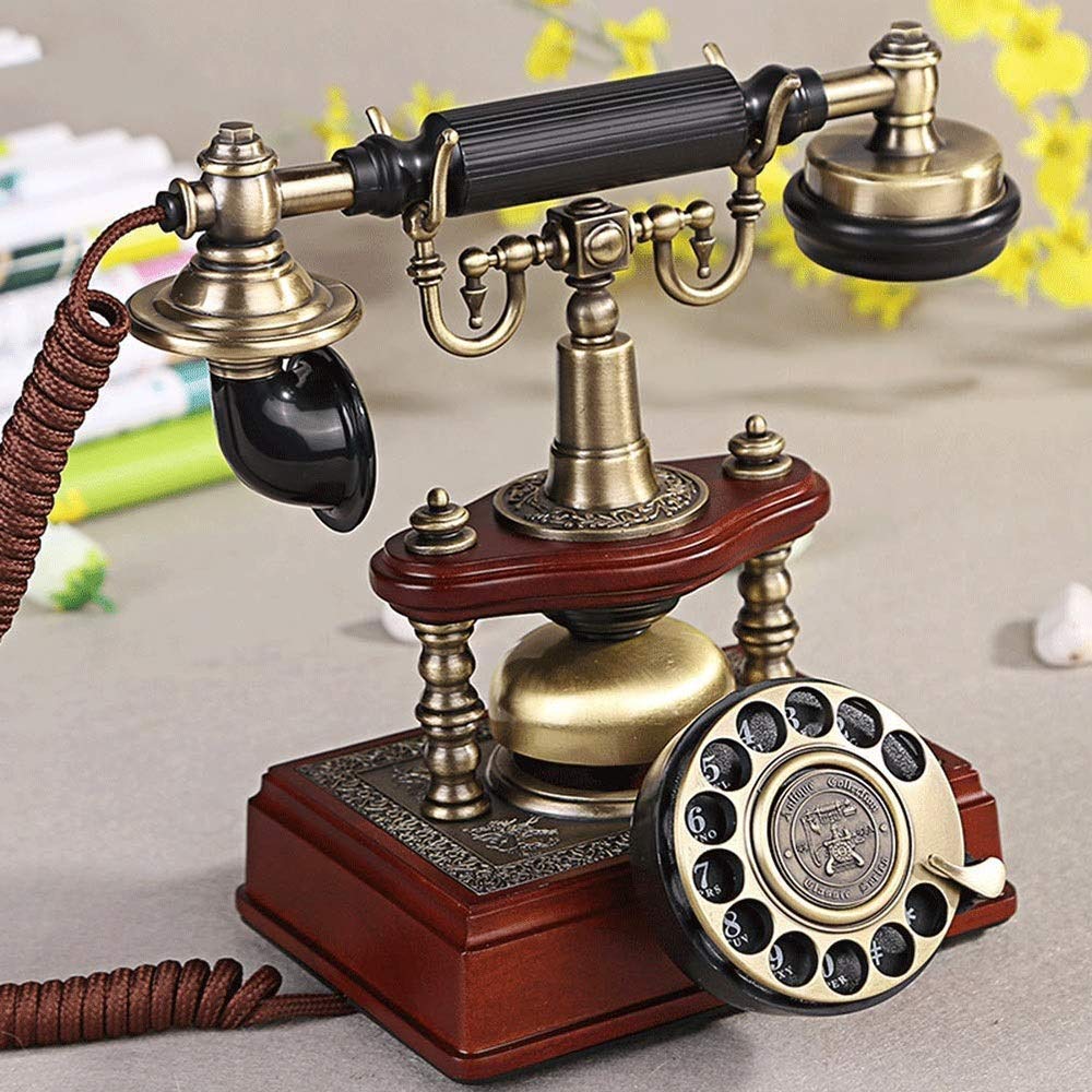 Telefon stacjonarny retro do domu, szkoły i biura, telefon retro, zabytkowy, nostalgiczny telefon z gramofonem, ponowne wybieranie numeru, europejski klasyczny telefon stacjonarny, telefon