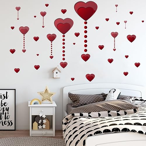 Miniatura 6 de Calcomanías de pared colgantes de corazón para el día de San Valentín, murales de pared para decoración de habitación, puerta, boda, fiesta, ventana
