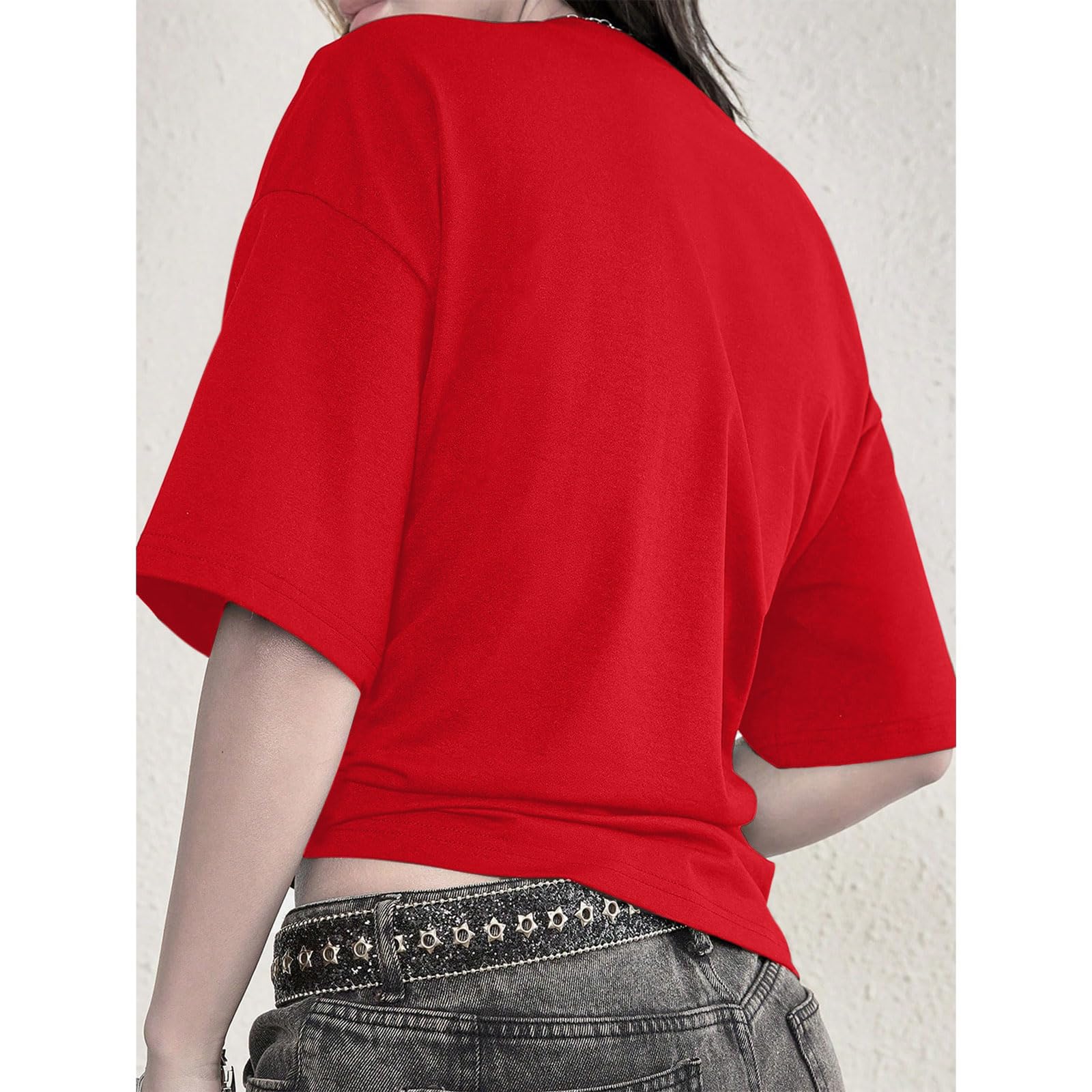 Weetiotio Vintage Rock Band T Shirts for Women Oversized Graphic Tees Country Music Y2k Grunge Shirts Baggy Streetwear Shirt: Red X-Large