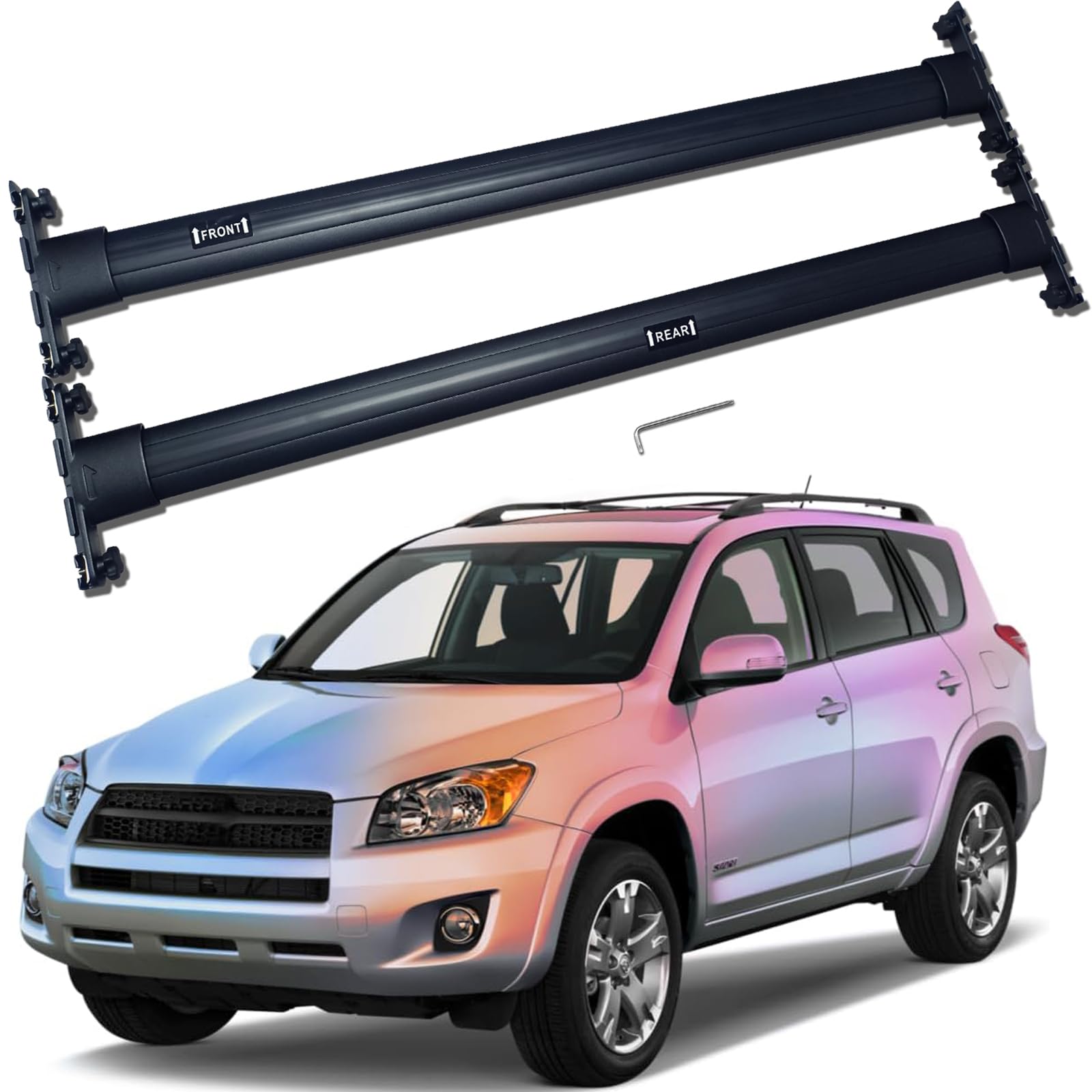 Barres Transversales Pour Toyota Pour Rav4 2008-2012 Barres De Toit Rails Embout Protection Couverture Coque Voiture Accessoires Noir Toit Voiture Barres