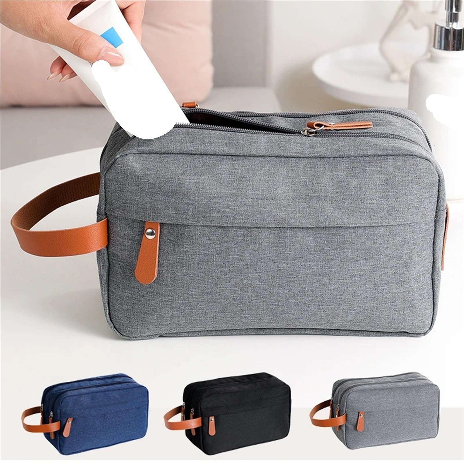 Neceser Bolsa de Aseo Colgante for Hombre, Bolsa de Lona Impermeable, Bolsa de Aseo de Viaje for Hombre, Bolsa organizadora de Almacenamiento de artículos de tocador for Hombre para Hombre(Blue)