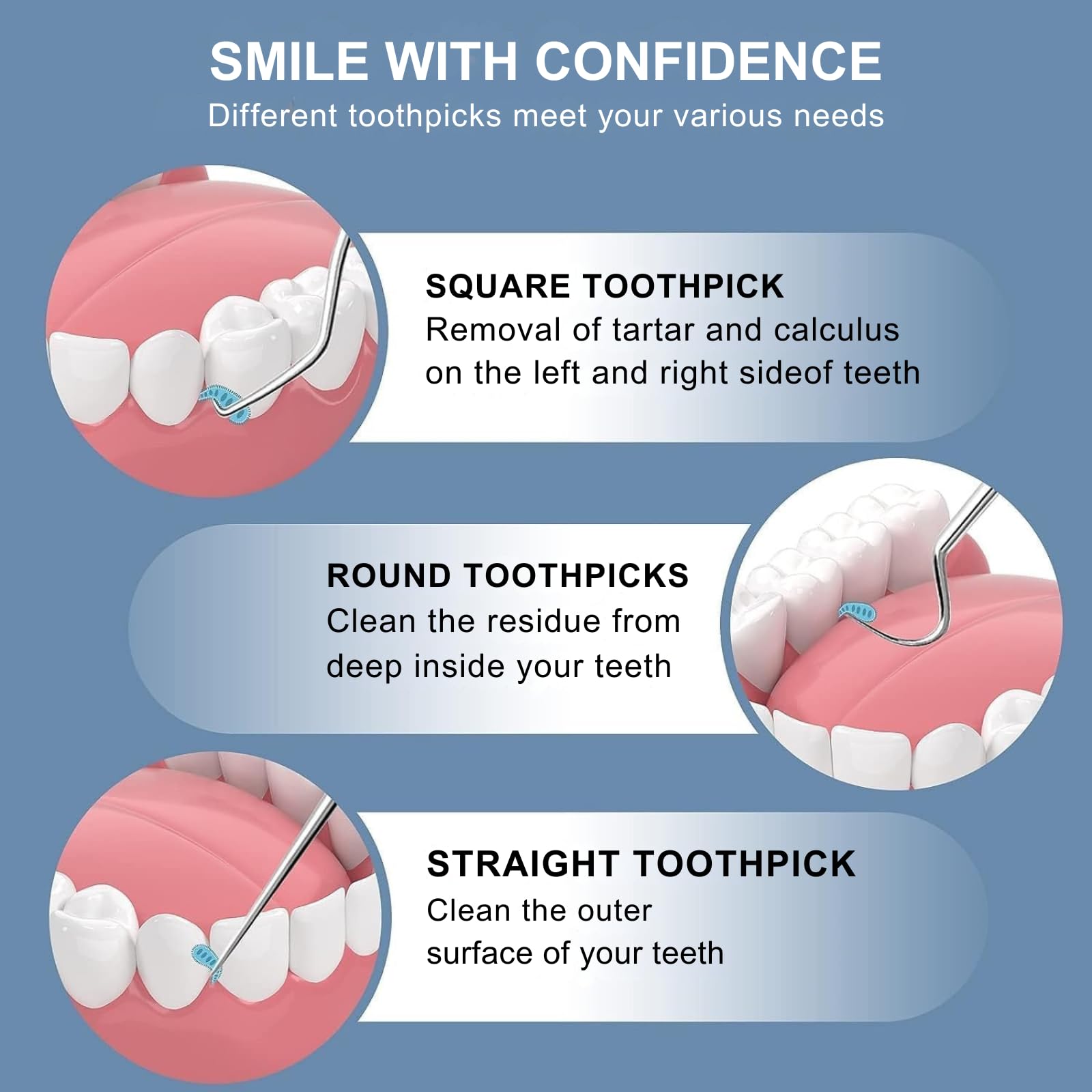 Solitude 7 in 1 Teeth Cleaning Tool Kit | Portable Stainless Steel Dental Tools for Outdoor Camping, Travel, and Braces Maintenance | Toothpicks Pocket Set with 50 Pieces Dental Floss 2