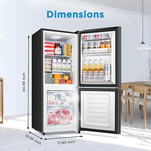 Miniatura 2 de Mini refrigerador de 4.0 pies cúbicos con congelador, congelador inferior, refrigerador pequeño con congelador, refrigerador compacto con 2 puertas,