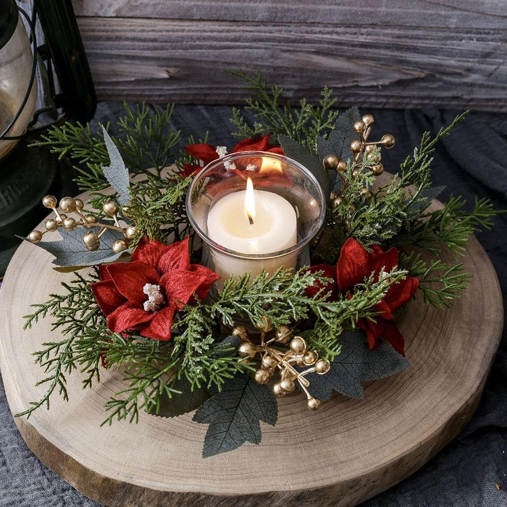 Anelli Per Candele Floreali Con Ortensie - Mini Ghirlanda 25,4 Cm Per Pilastri - Fiori Finti In Seta - Decorazioni Per Matrimoni E Casa - Bianco - 4