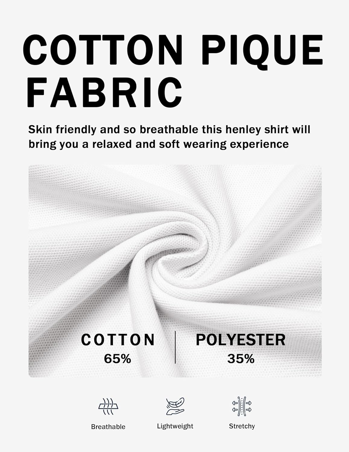 COOFANDY Men's Casual Henley Shirt Short Sleeve Cotton Pique Band Collar Shirt Summer Button Basic Tee Shirts - Image 4