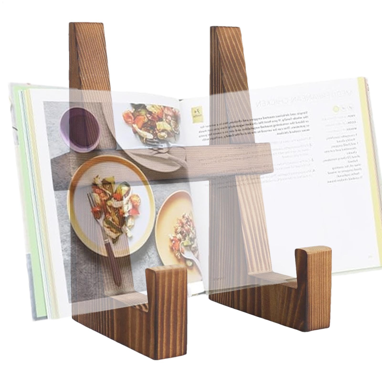 Cookbook Stand for Kitchen, Recipe Book Stand for Kitchen, Multifunctional Rustic Brown Recipe Book Holder Stand, Page Paper Tray Cookbook Reading Bookstand for Kitchen