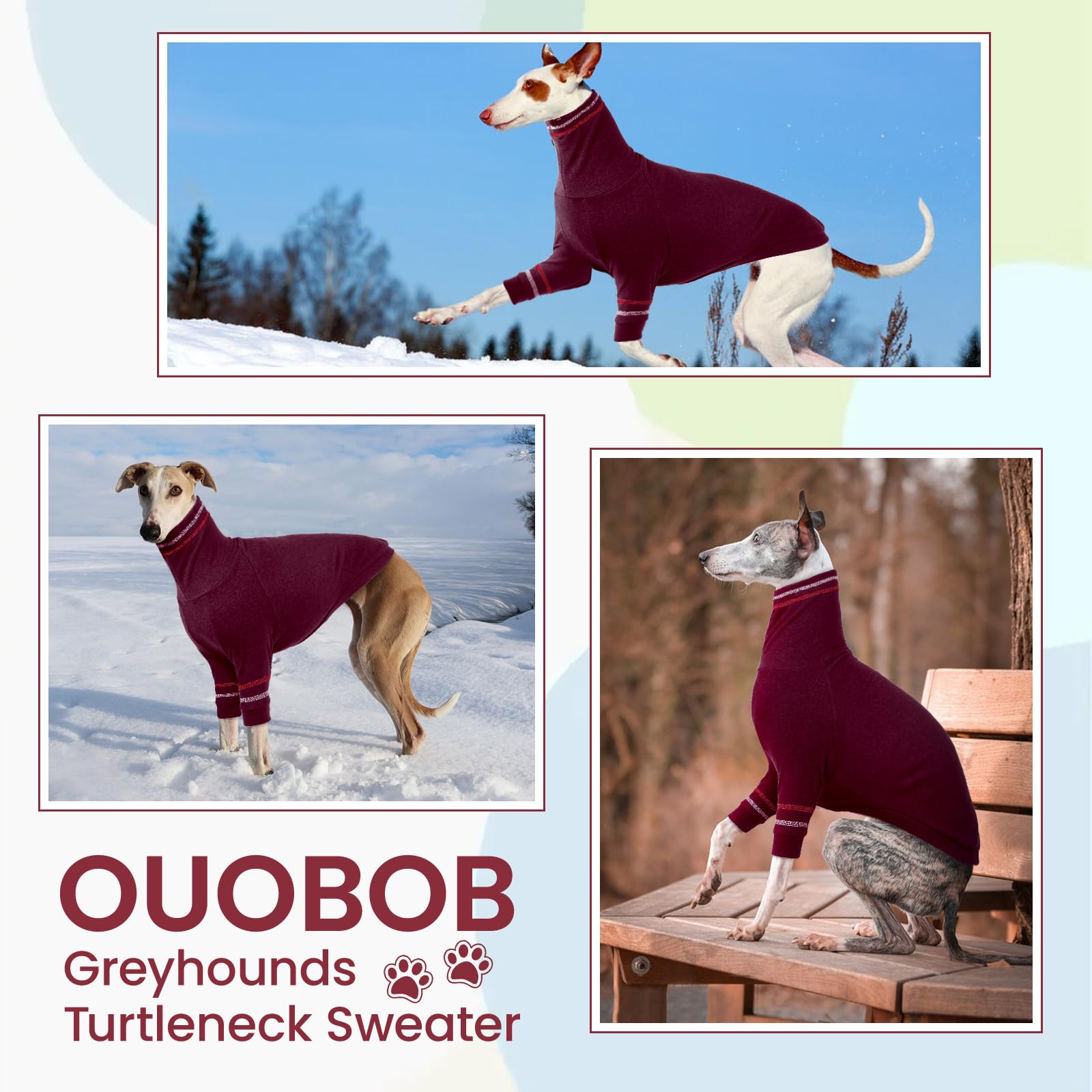 Suéter para perro de galgo, abrigo italiano para perros pequeños, sudadera de punto elástico con cuello alto, talla XS