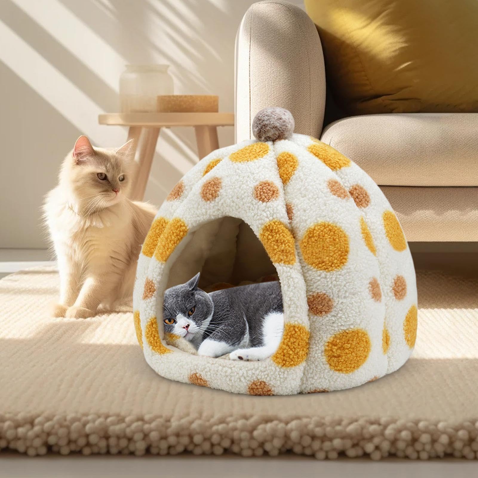 Cuccia Per Gatti Forma a Cupola Impermeabile al Freddo e Riscaldata