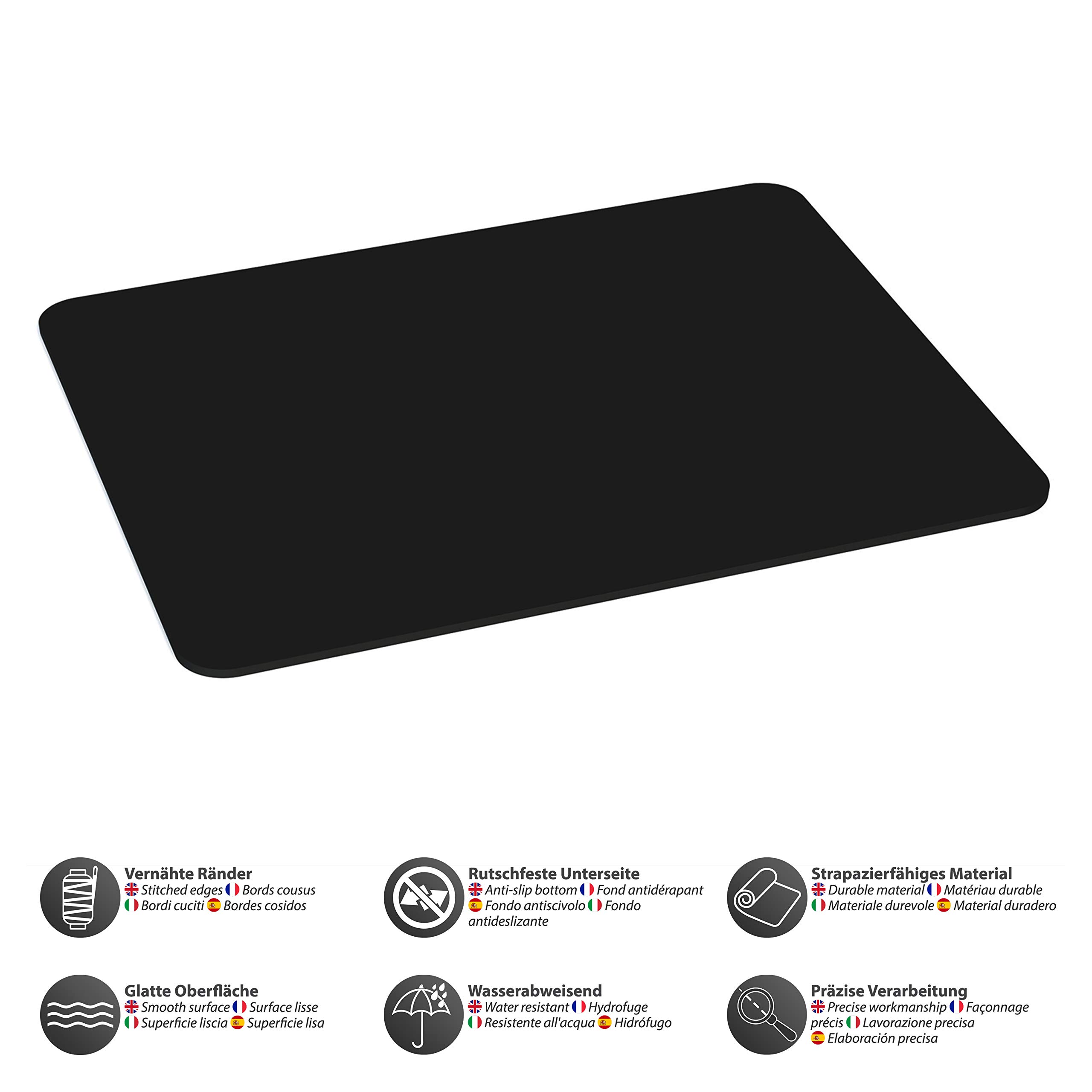 PEDEA Gaming und Office Mauspad - 350 x 280 mm - mit vernähten Rändern und rutschfester Unterseite, schwarz - 3