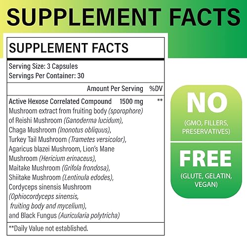 Miniatura 3 de Compuesto correlacionado de hexosa activa 1500 mg Suplemento de 180 cápsulas con 1500 mg Suplemento correlacionado de hexosa activa liposomal 120