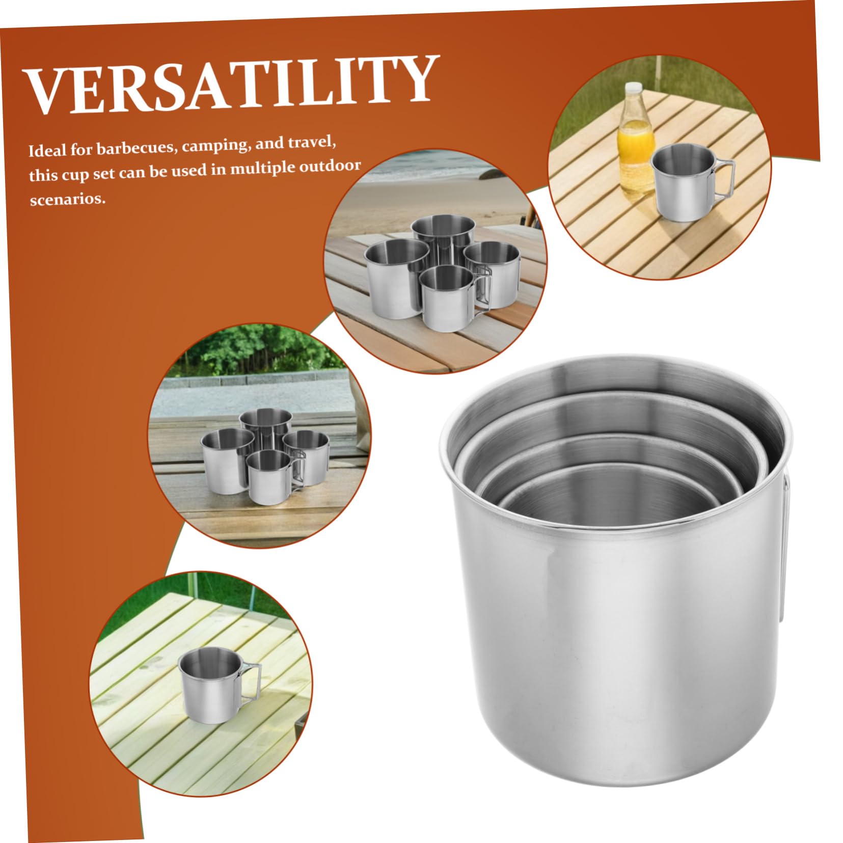 KOMBIUDA 4 Stück Edelstahl Becher Outdoor Faltbare Campingbecher aus Edelstahl Tragbar und Leicht für Camping Reisen und Grillen