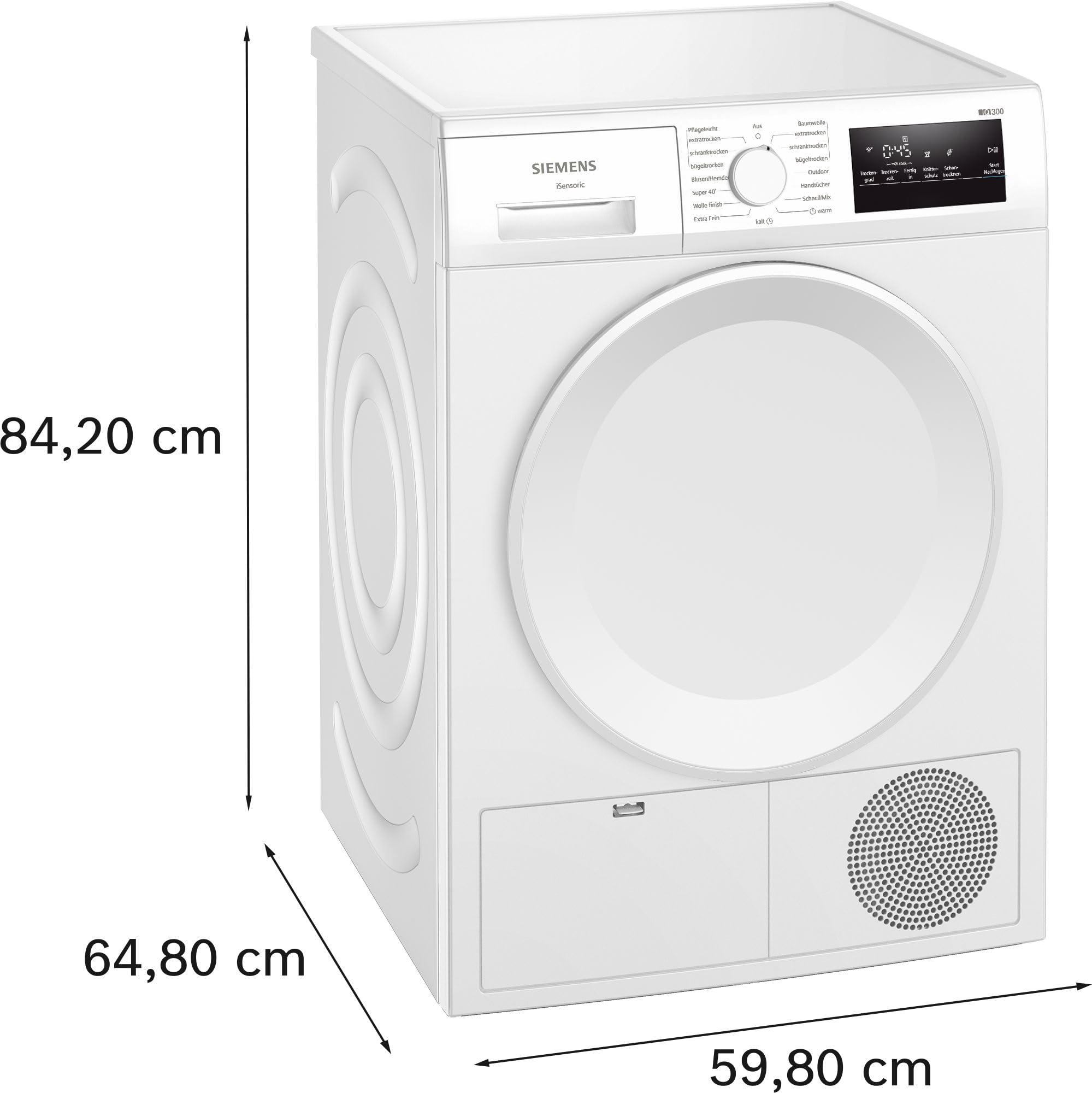 Siemens iQ300 Wärmepumpentrockner 8 kg autoDry WT43H004 | Schonende Trocknung, super40-Programm für schnelle Ergebnisse, easyClean-Filter für eine einfache Reinigung