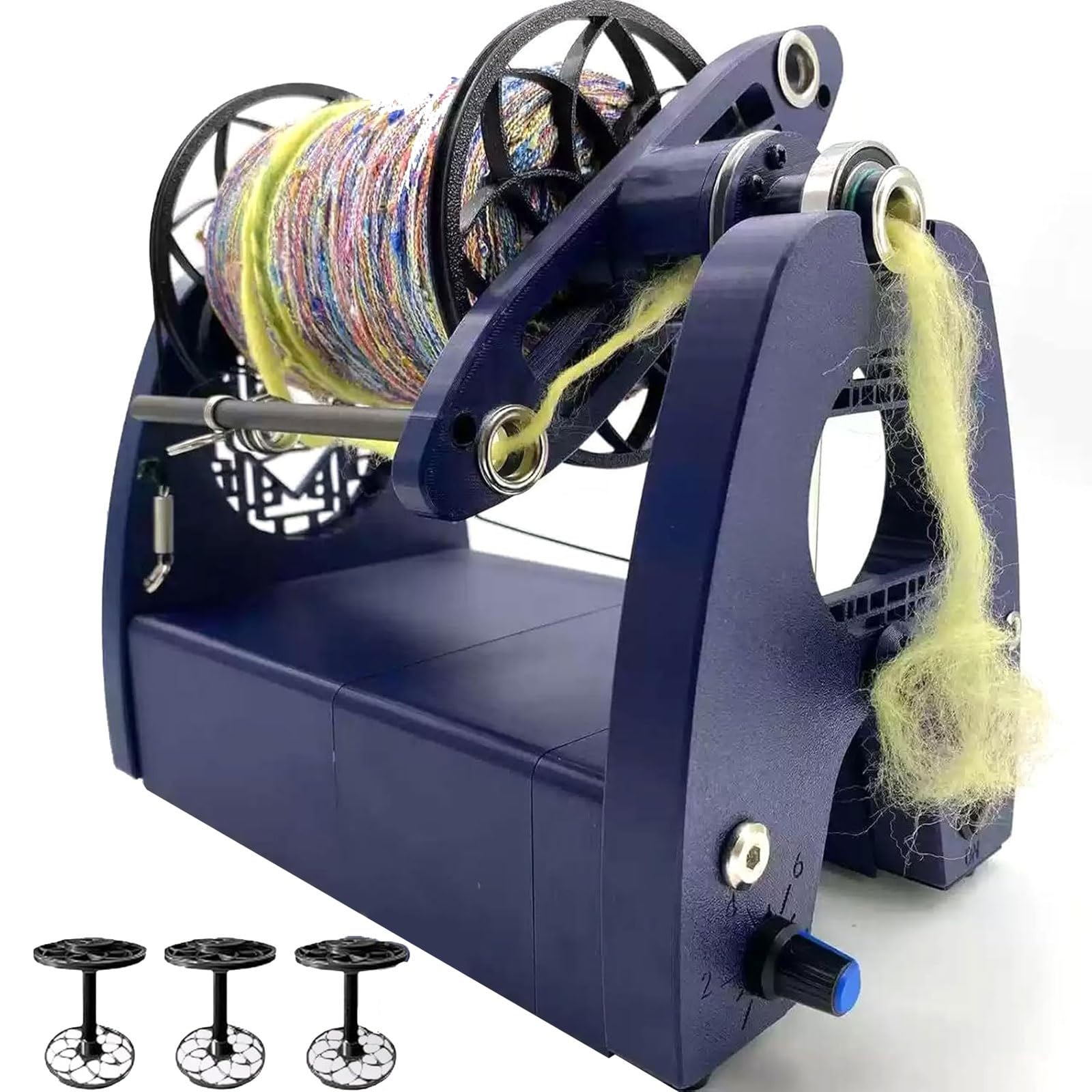 Filatore elettrico per filati, avvolgitore automatico con pedale e 3 bobine, ruota di filatura di lana, capacità 226,8 g, apertura 12 mm, velocità regolabile per torcere le fibre