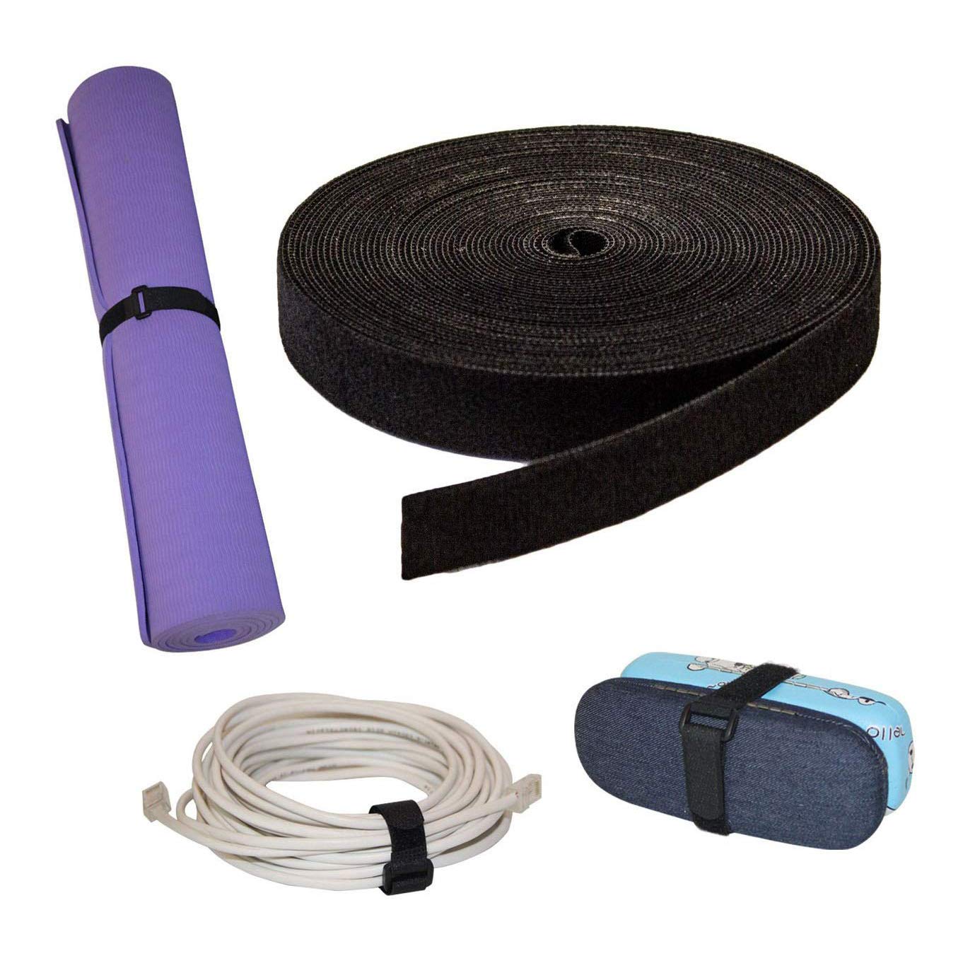 DIY Crafts 20 Meter, 16mm Black Loop & Hook, 16mm Reusable Fastening Roll Hook & Loop Reusable Cable Ties Wraps Straps Adjustable Multi-Purpose Hook and Loop Cord (20 Meter, 16mm Black Loop & Hook)-image-30
