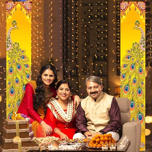 Miniatura 5 de Nepnuser Diwali Decoración para el hogar, pavo real, porche, festival indio de luces, decoración de fiesta, hindú Deepavali puerta delantera,