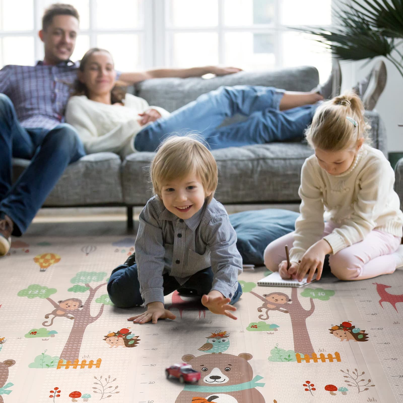 K IKIDO Tapis d'éveil pliable pour bébé, tapis de mousse, tapis de jeu pour bébé, 200 × 180 × 1,5 cm, intérieur et extérieur, double face, imperméable et antidérapant