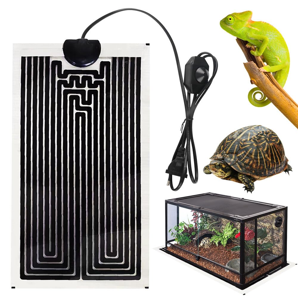 Tapis Chauffant Reptile, 14W Tapis Chauffant Terrarium Réglable avec Contrôle De La Température, Tapis Chauffant pour Terrarium pour Reptiles, Tortue, Serpents, Lézard, Gecko (28 * 15cm)